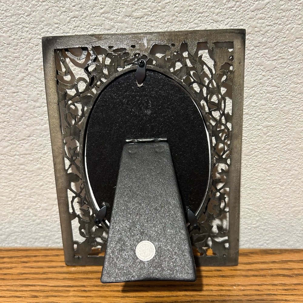 Intricate Silver and Gold Floral Pewter Picture Frame - Picture 6 of 9